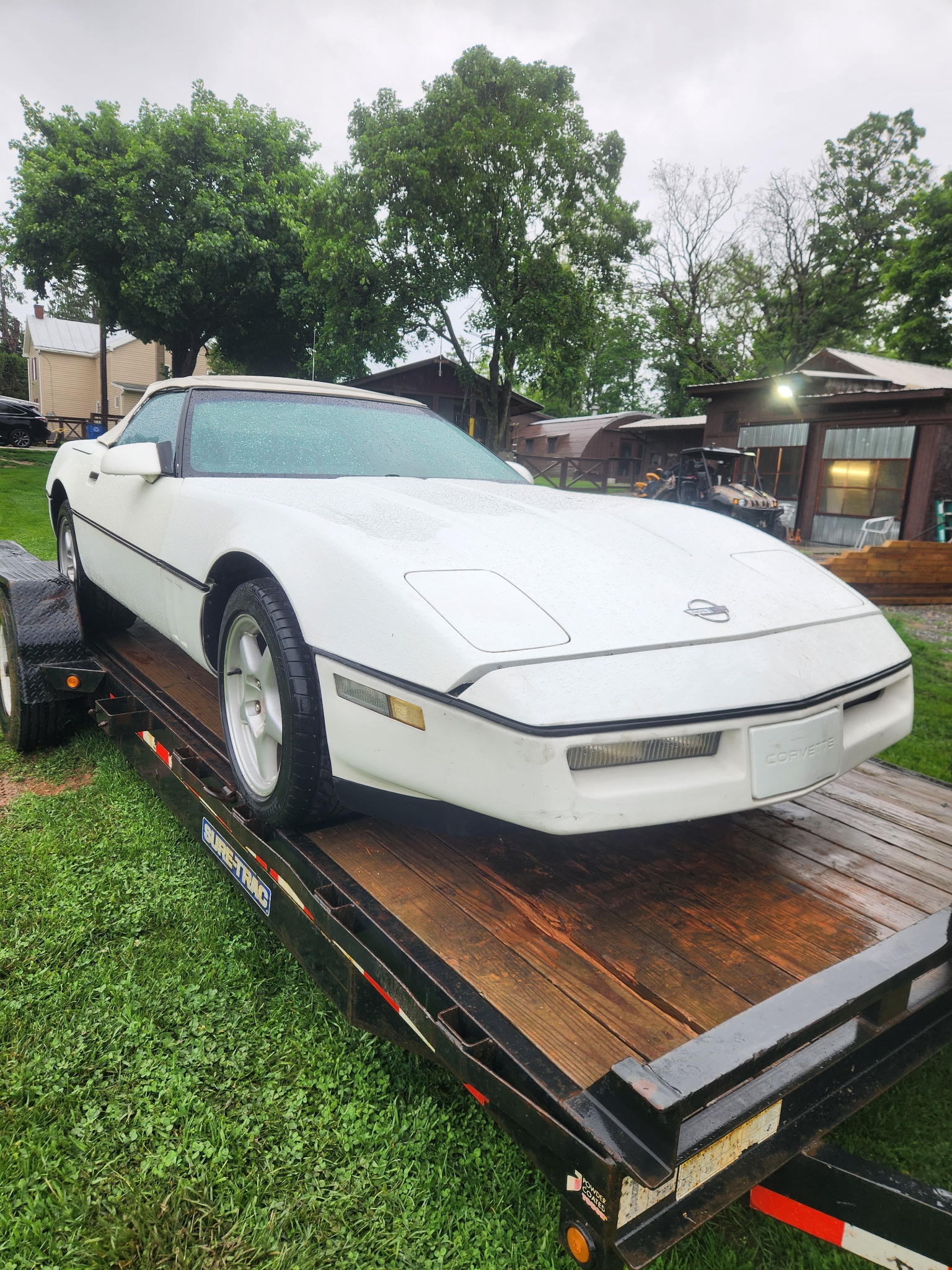 The 1989 convertible on a trailer the day it arrived