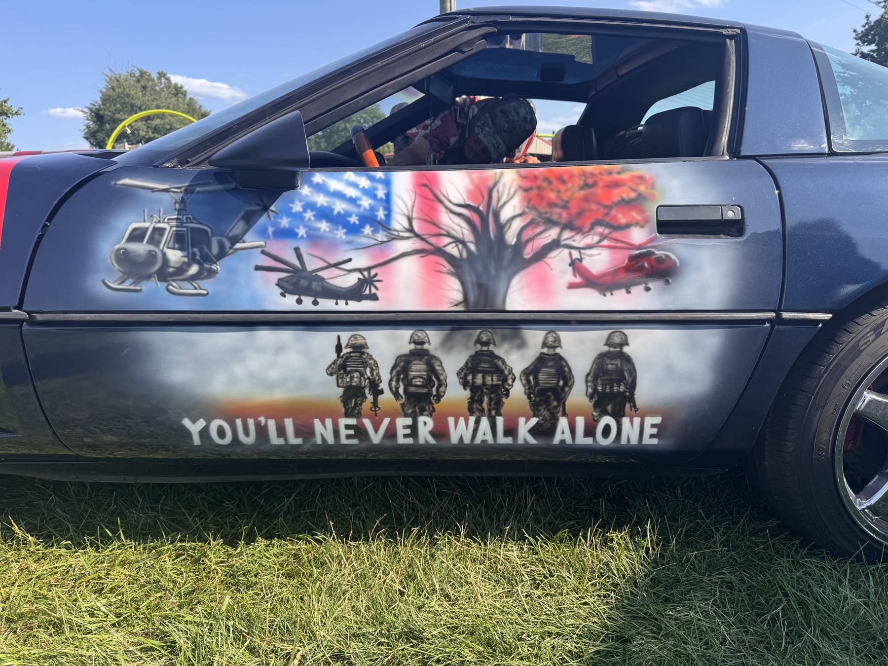 Corvette with airbrushed military tribute artwork