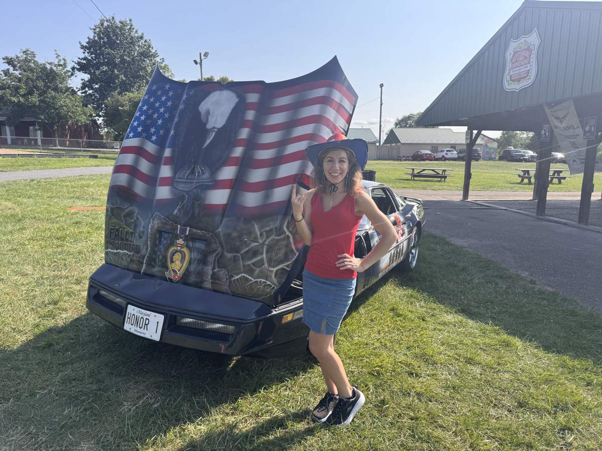 The tribute Corvette on display